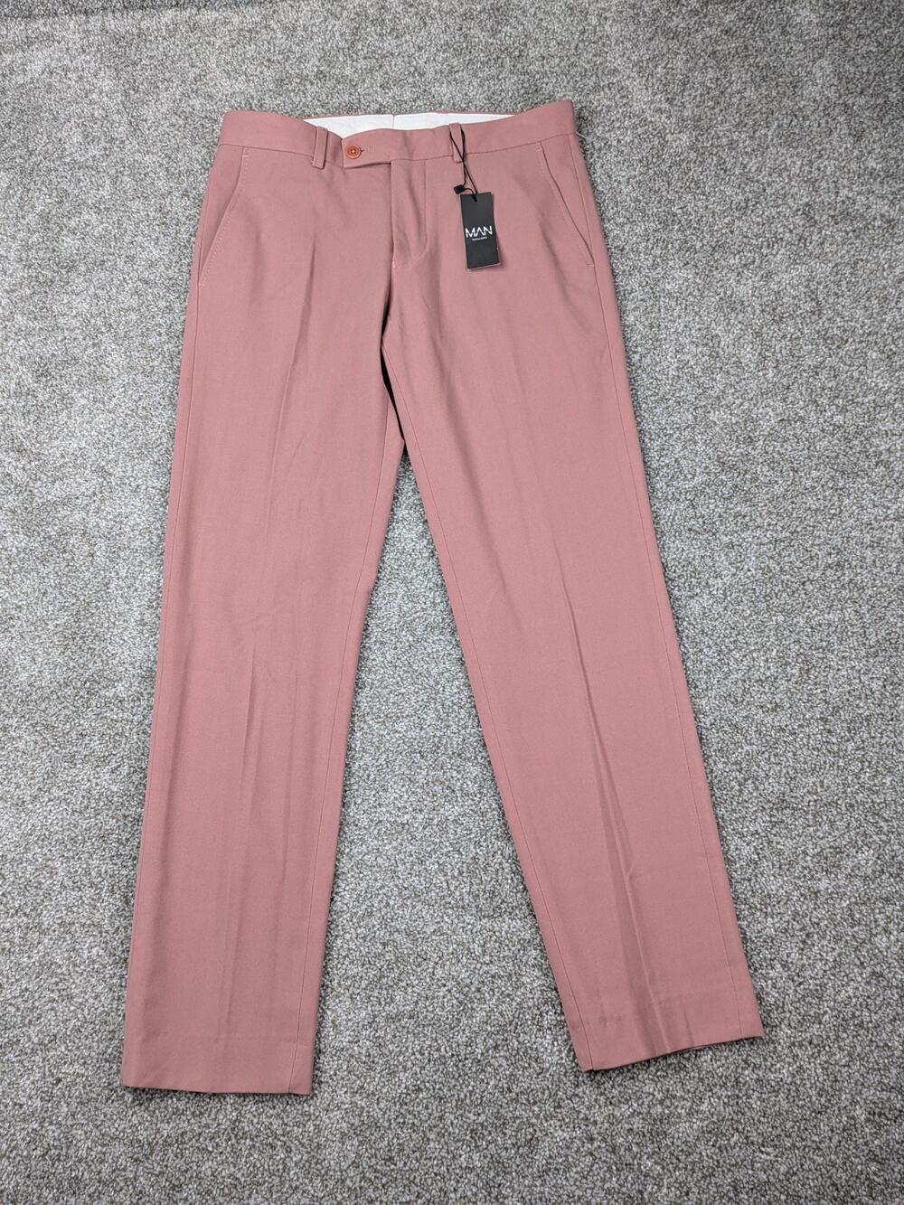 BoohooMAN Slim Crop Suit Trousers Mens 28R Light Pink Dress Pants Formal New